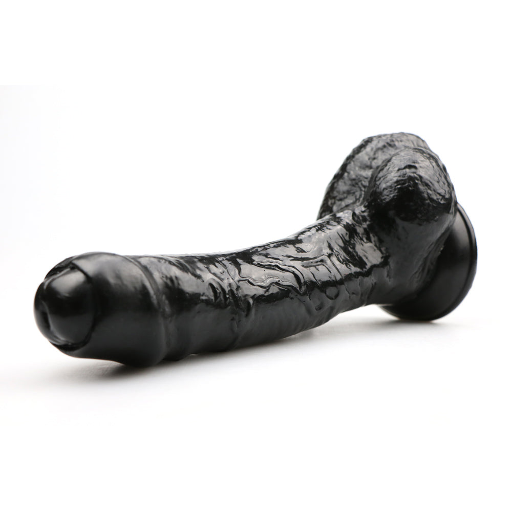 Gode Noir Réaliste Épais avec Prépuce 21 cm