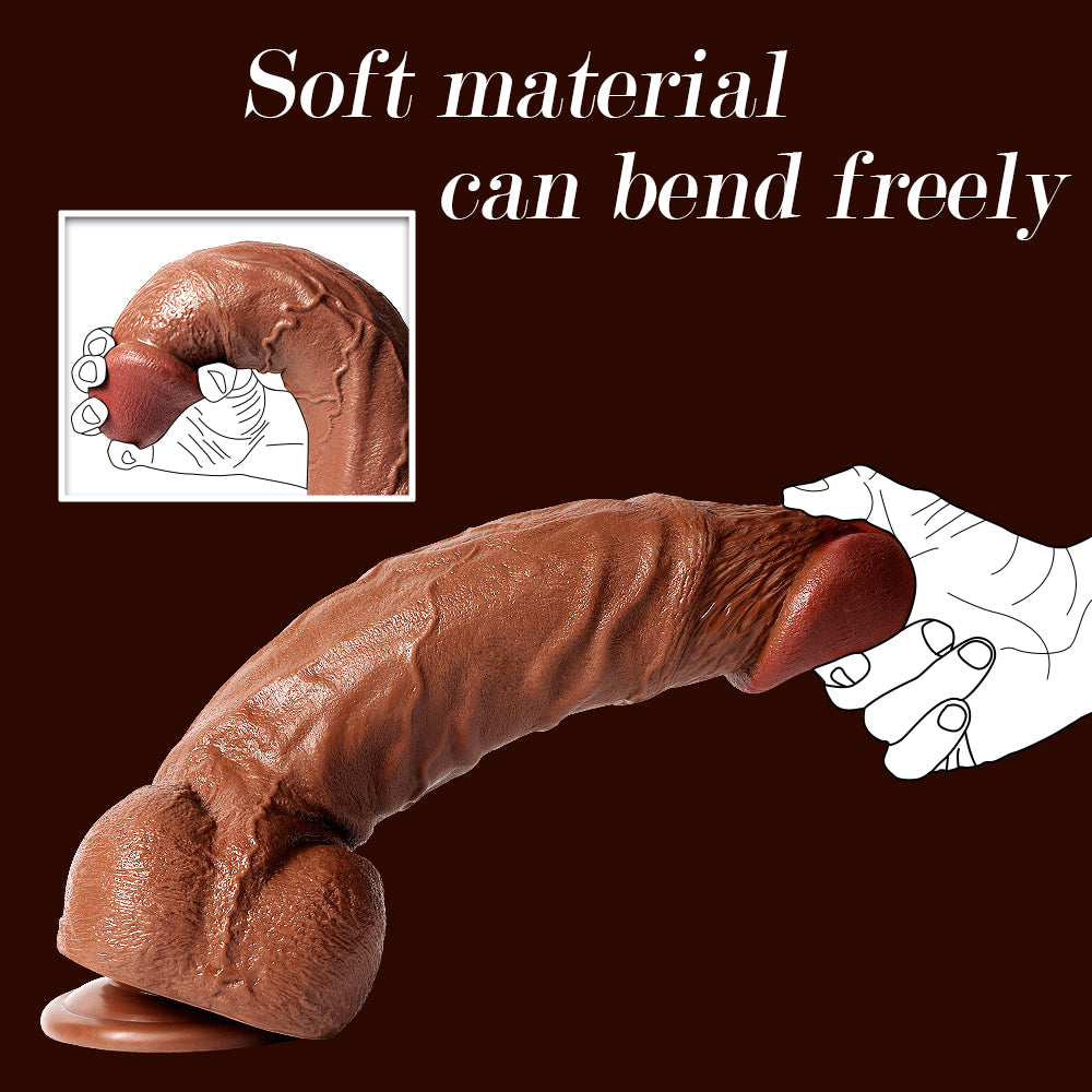 Gode Geant Réaliste Marron Épais 34 cm