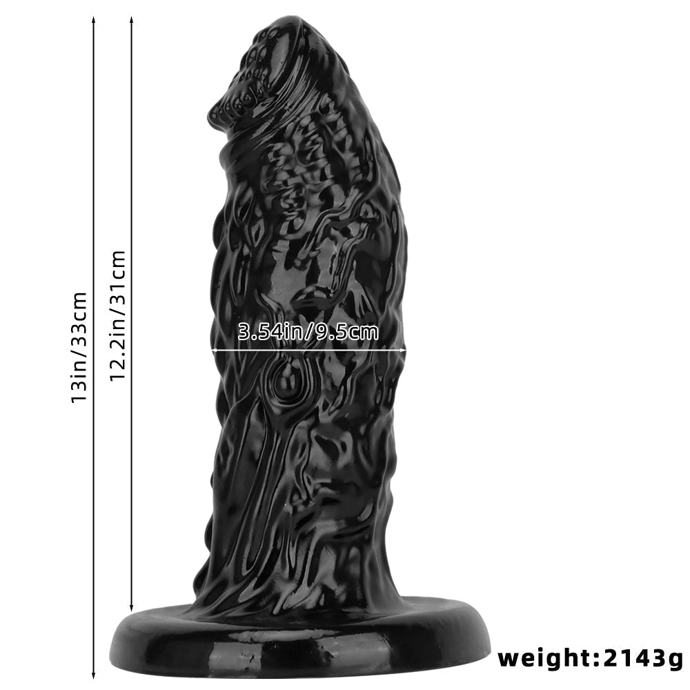 Gode Anal Dragon Noir XXL Texturé 33 cm