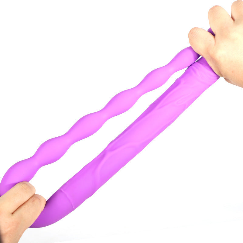 Double Gode Violet Silicone avec Anal Boules