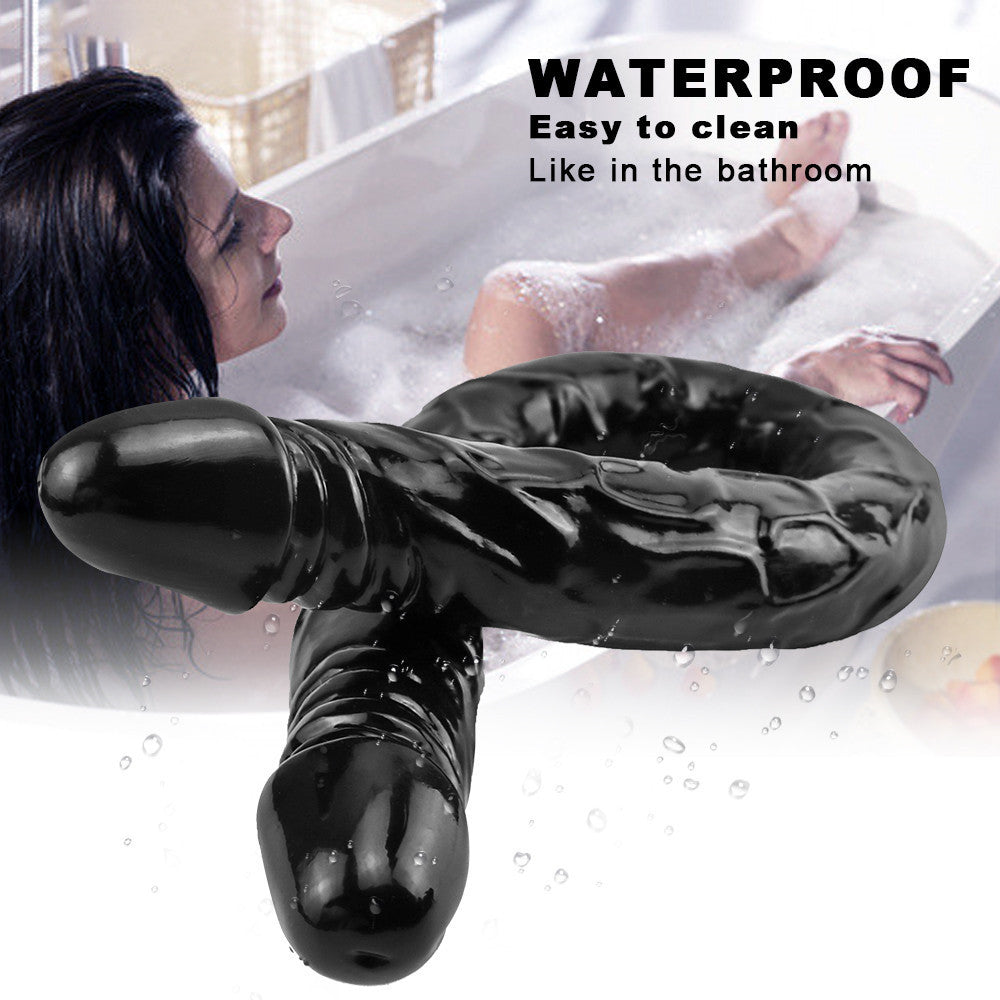 55 CM Long Noir Double Gode Lesbienne