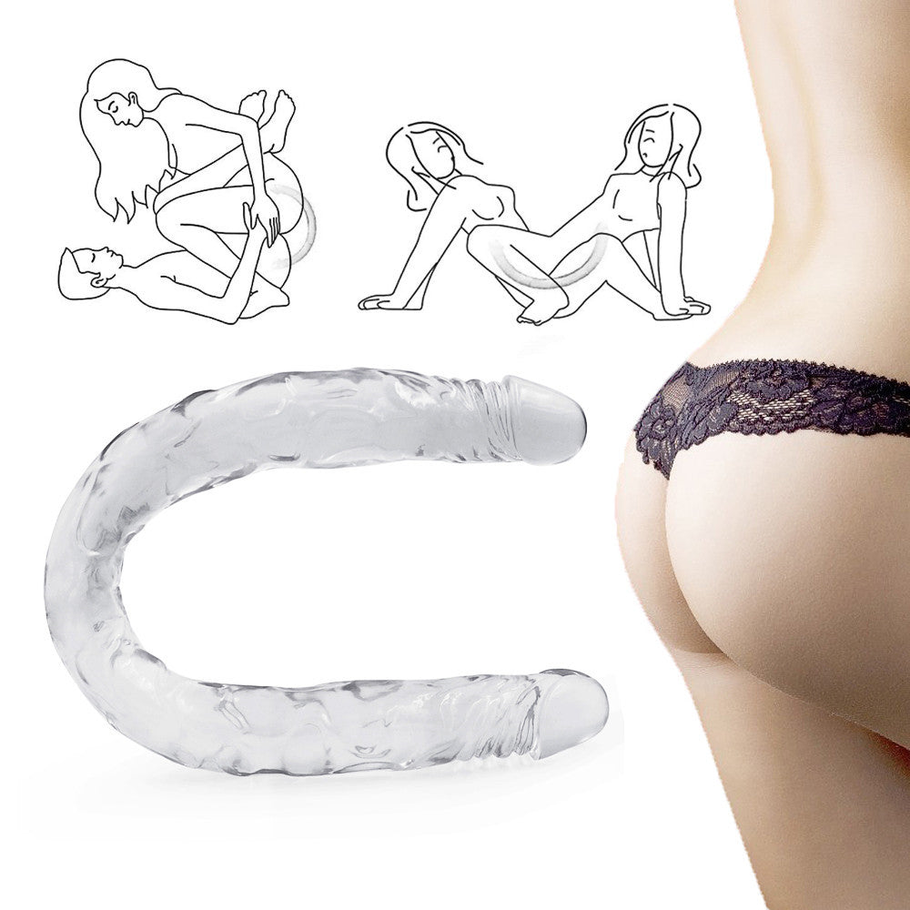 Double Gode Jelly Souple Transparent pour Couple 55 cm