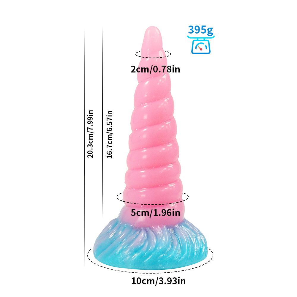 Gode Licorne Rose Lumineux Conique 20 cm