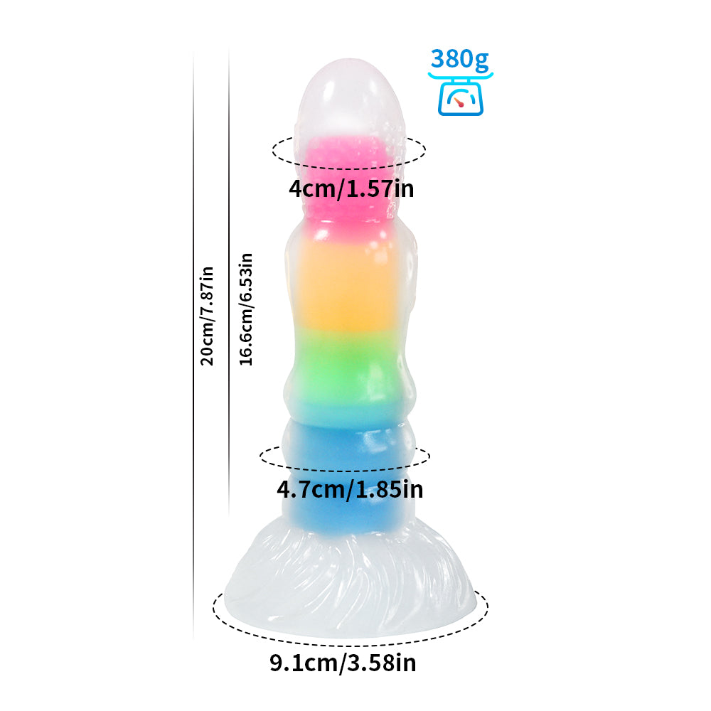 Gode Lumineux Arc-en-Ciel Transparent en Silicone 20 cm