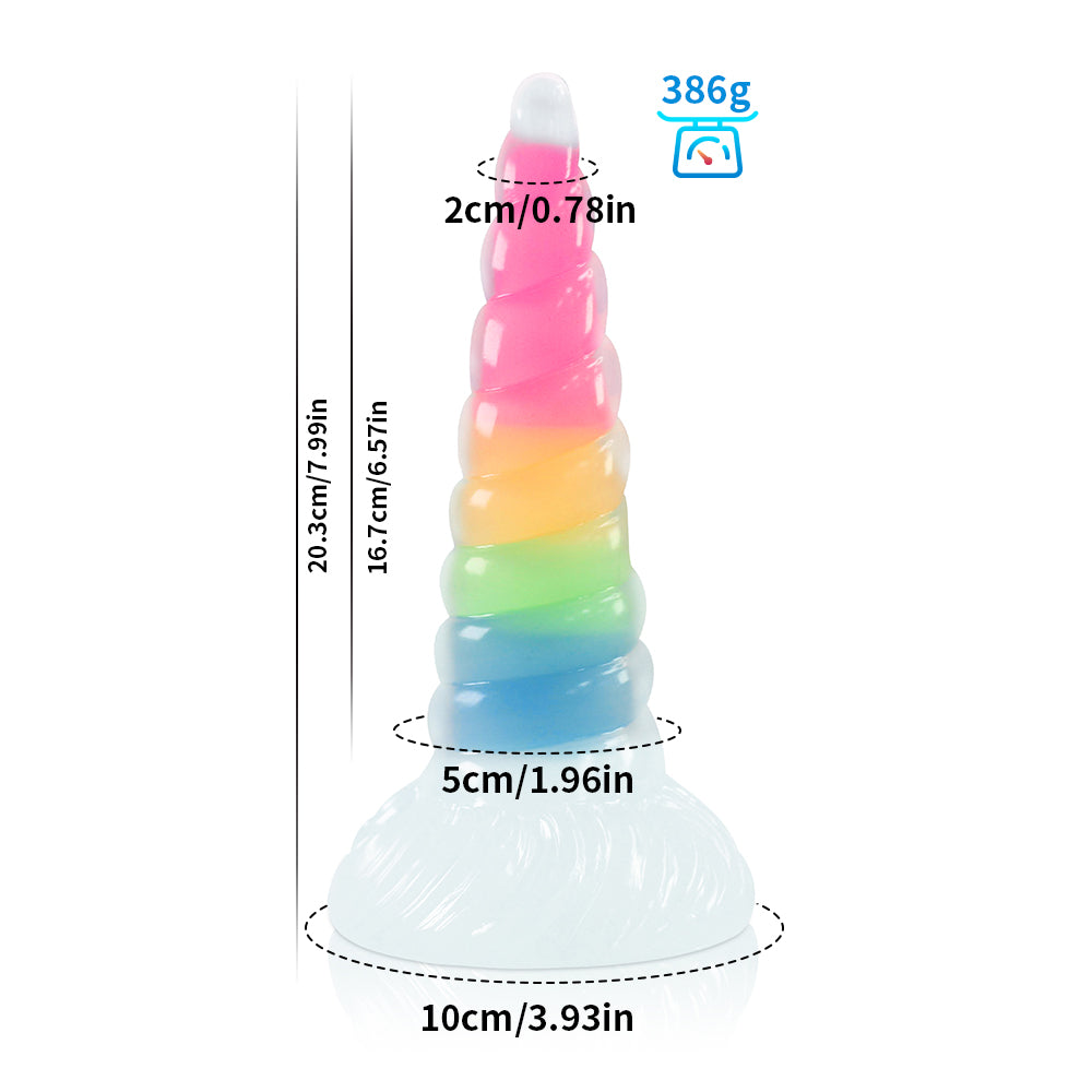 Gode Licorne Lumineux Arc-en-Ciel en Silicone  20.3 cm