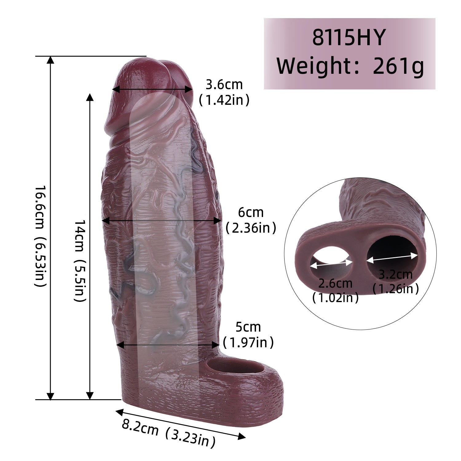 16,6 Cm Gaine Pénienne Réaliste Marron Pour Homme