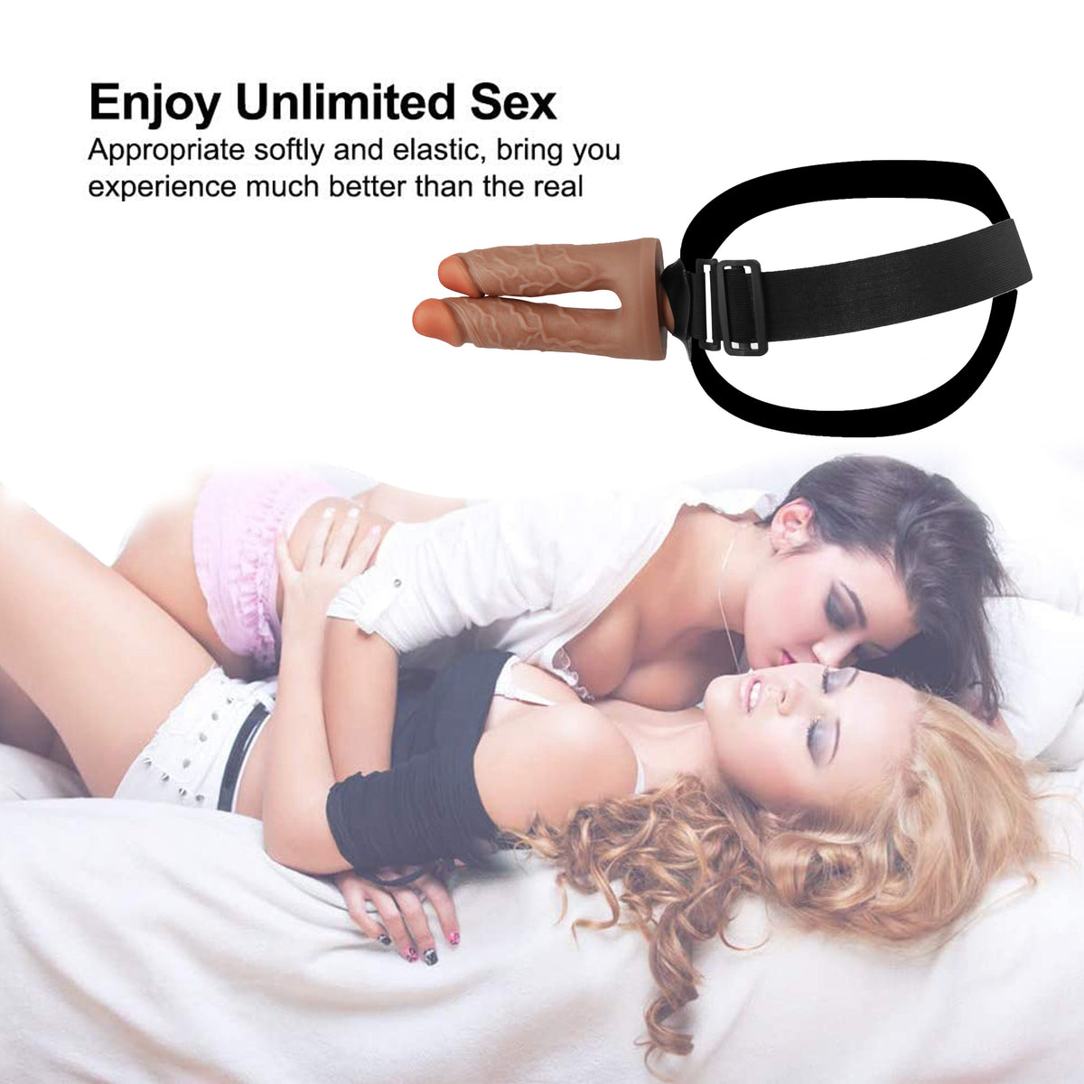 Gode Ceinture Double Pénétration Réaliste Marron