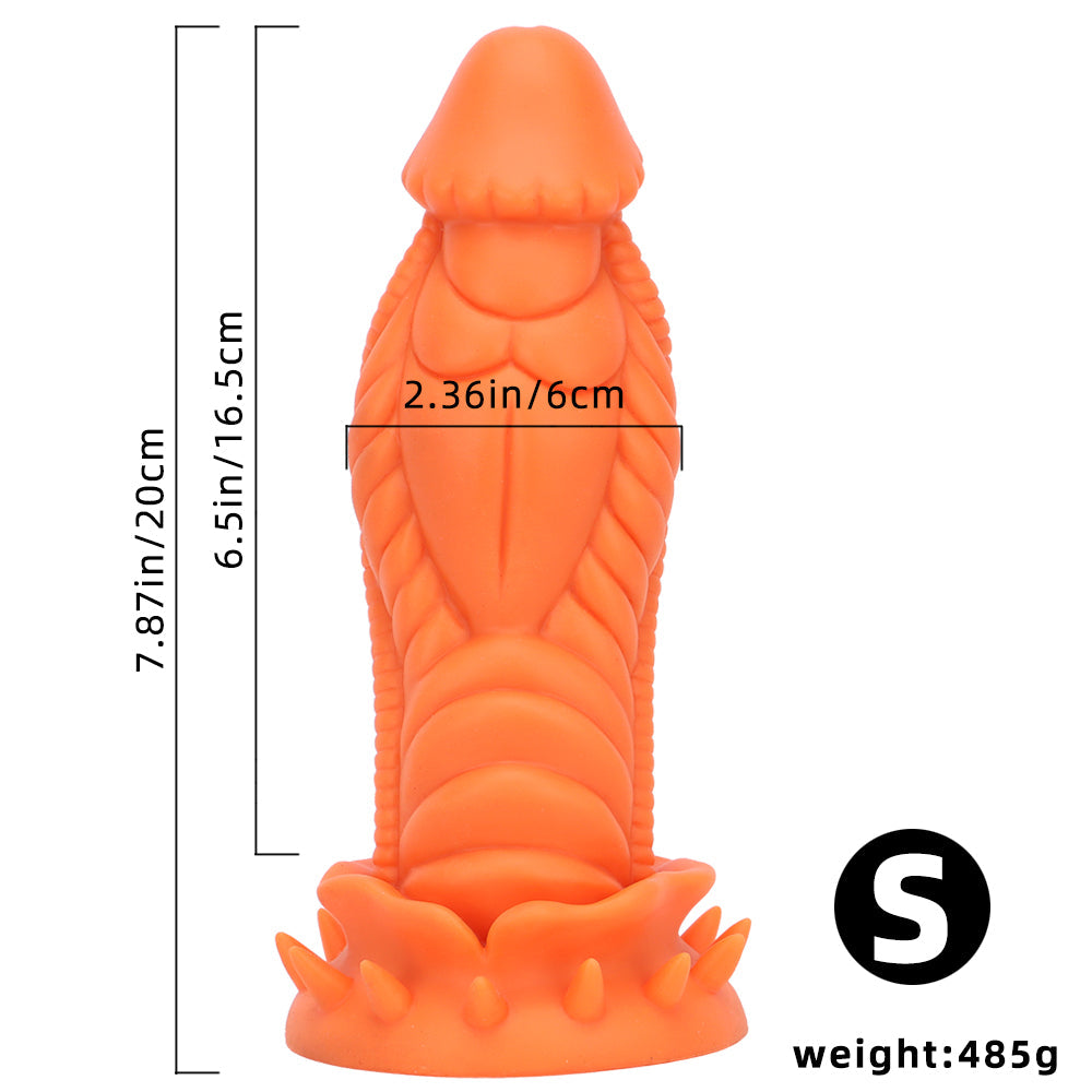 Gode Fantaisie Dragon Orange Épineux en Silicone