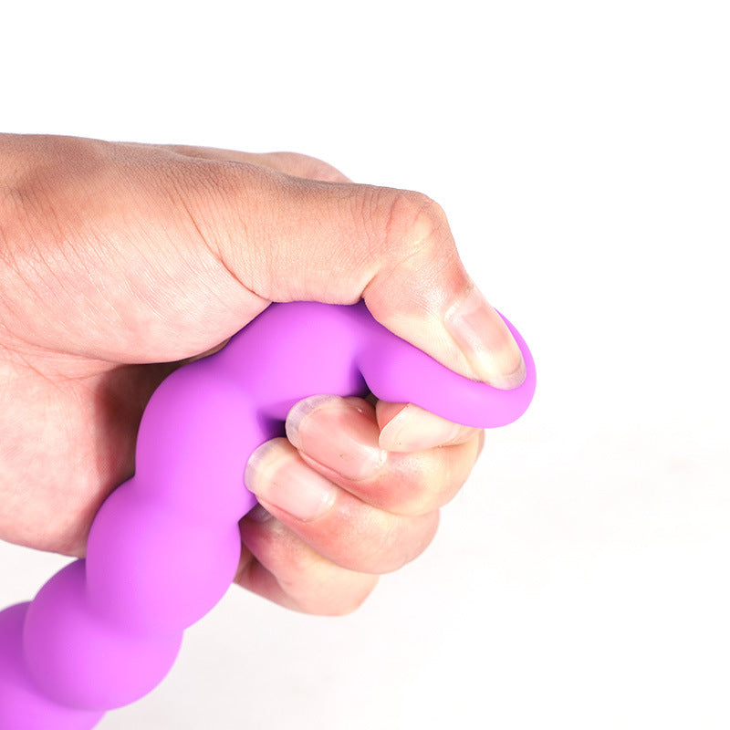 Double Gode Violet Silicone avec Anal Boules