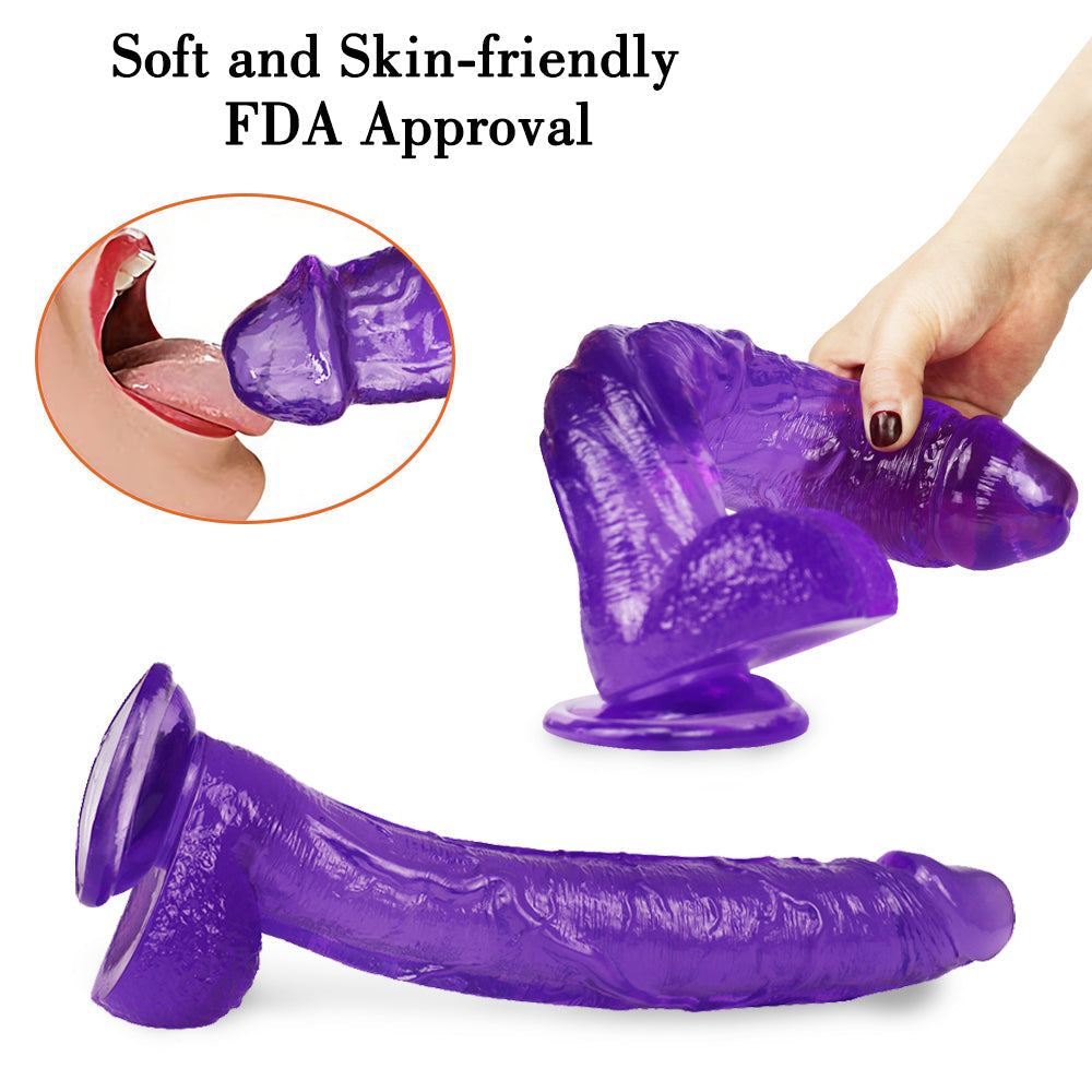 31 CM Violet Courbé Réaliste Gode Jelly
