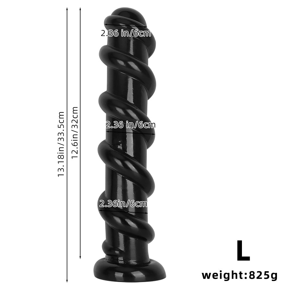 33.5 CM Noir Nervuré Ventouse Gode Gros