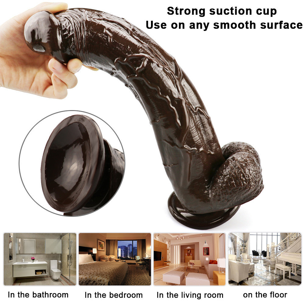 Gode Réaliste Marron Long avec Ventouse 31 cm