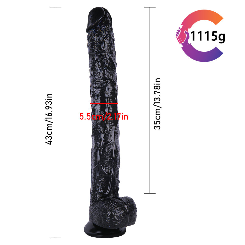 Gode Ceinture XXL Noir 43 cm avec Harnais