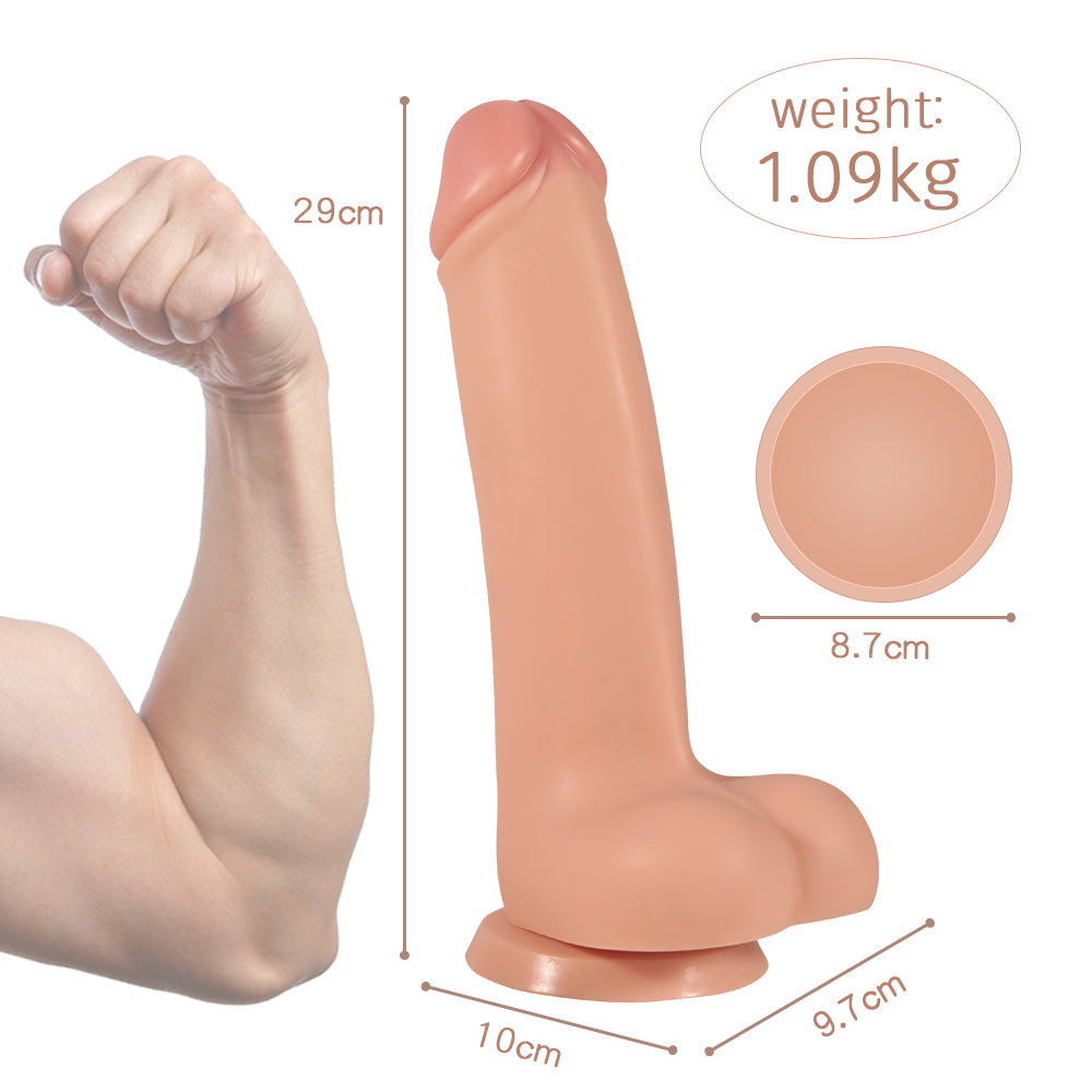 29 cm Lisse Courbé Ventouse Gode Géant