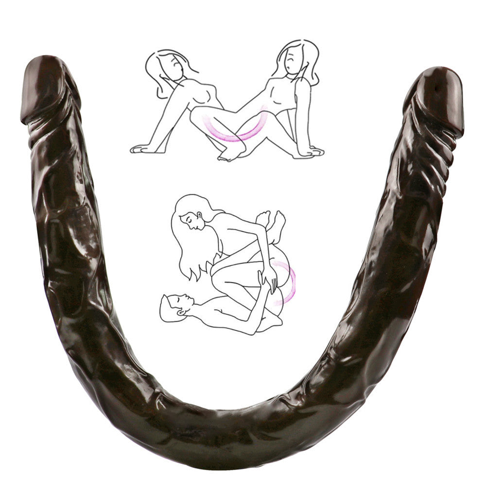 Double Gode Souple Marron Extra Long 55 cm