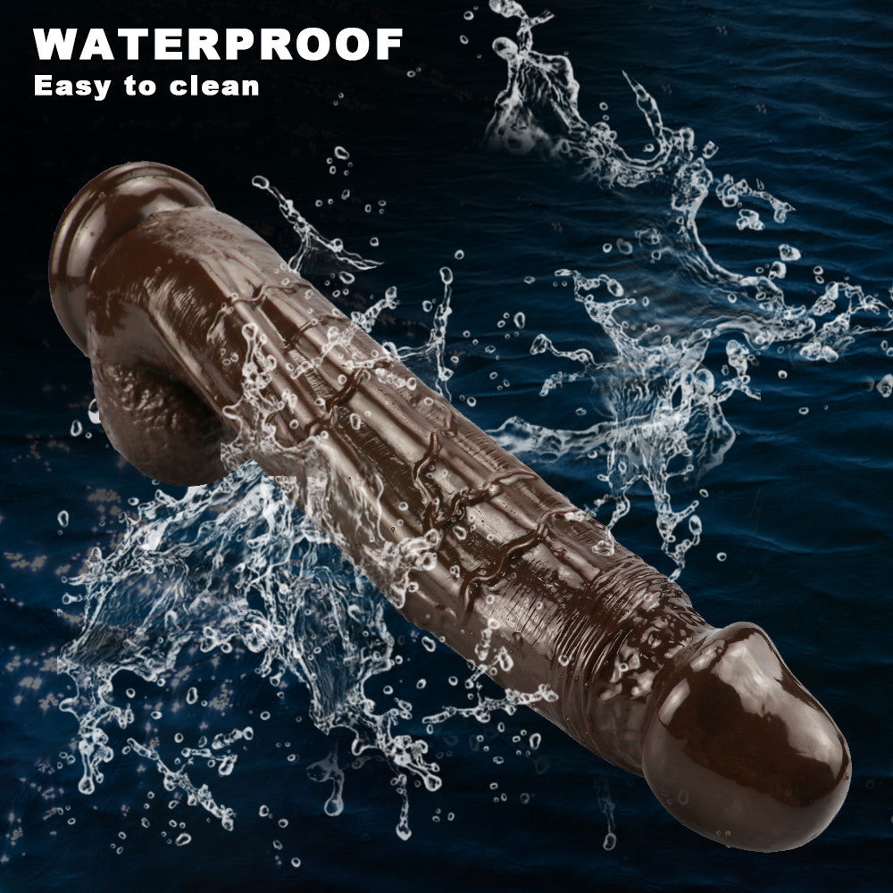Gode Réaliste Marron Long avec Ventouse 31 cm
