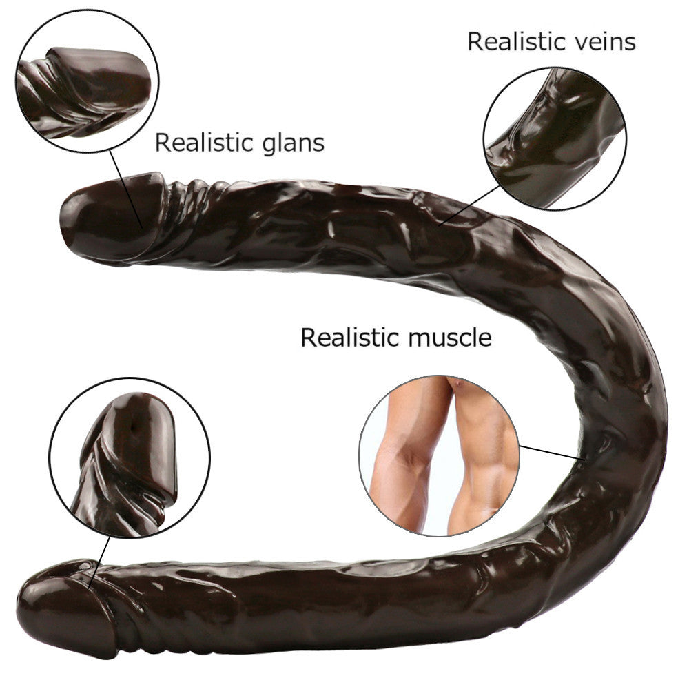 Double Gode Souple Marron Extra Long 55 cm