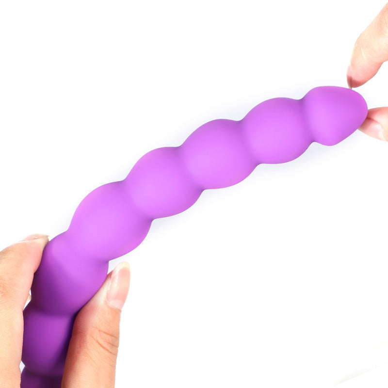 Double Gode Violet Silicone avec Anal Boules