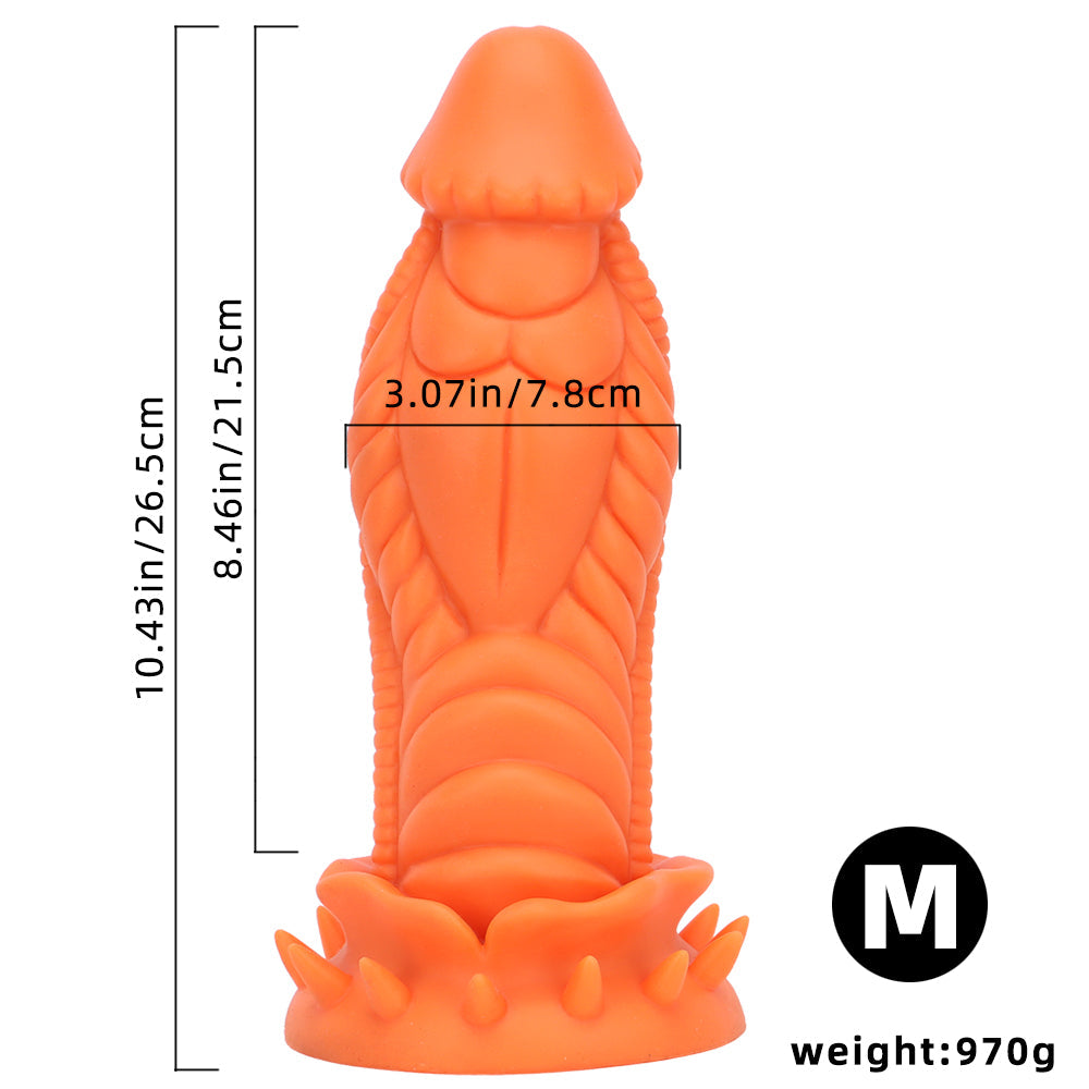 Gode Fantaisie Dragon Orange Épineux en Silicone