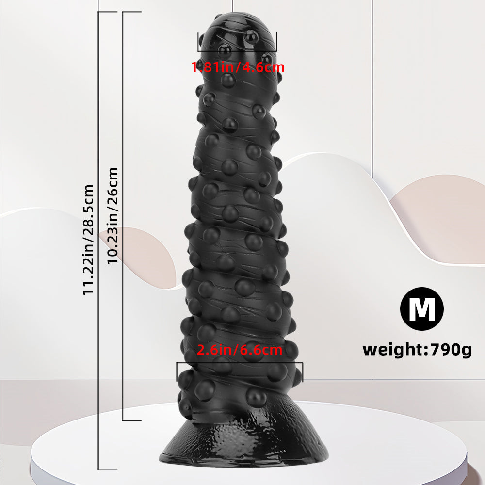 Plug Anal XXL Nervuré Spirale Noir avec Ventouse