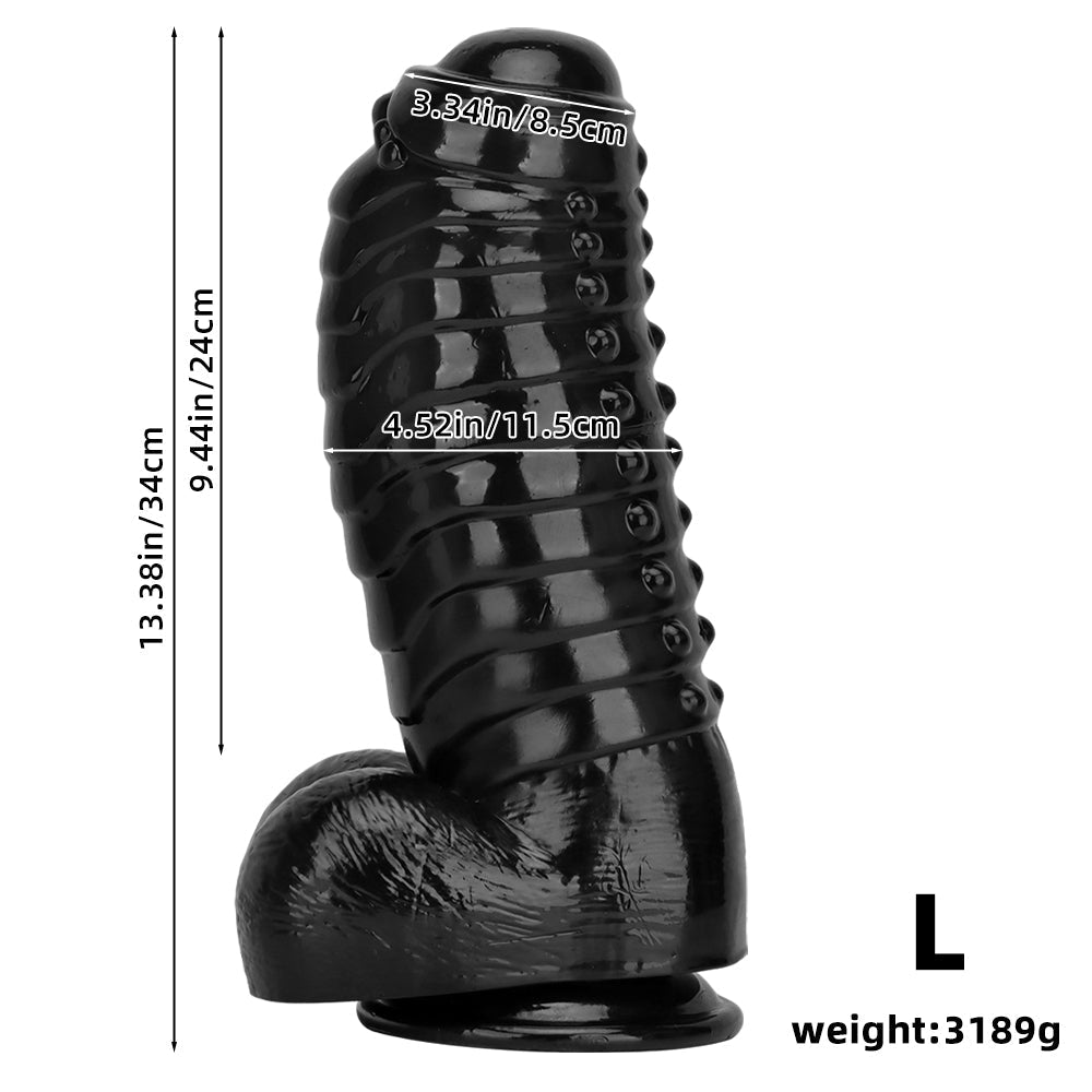 34 cm Noir Géant Texturé Gode Monstre