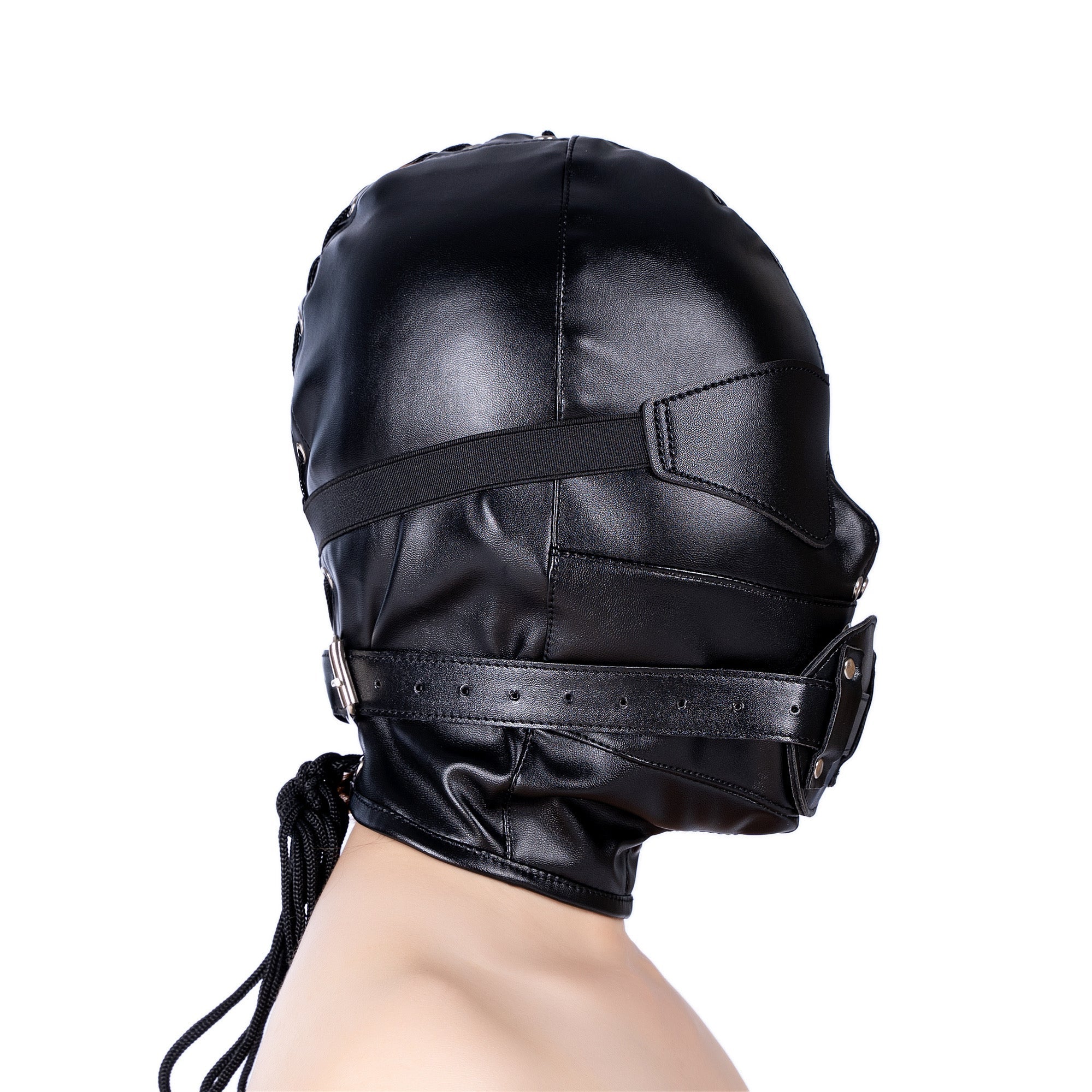 Noir Masque Esclave avec BDSM Bâillon Dildo