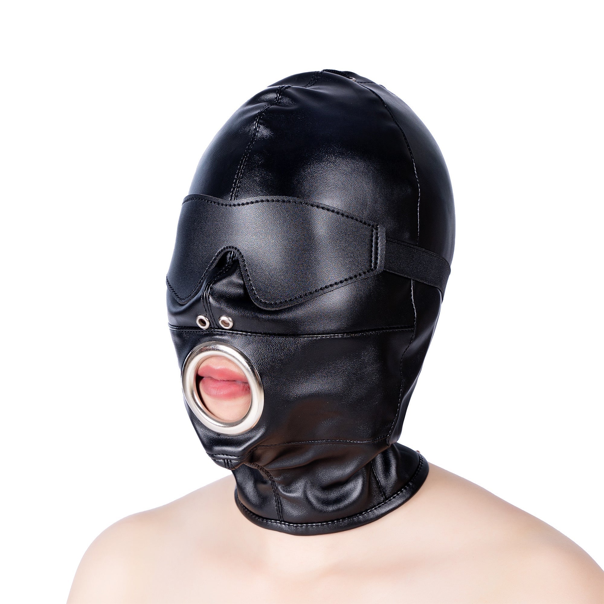 Noir Masque Esclave avec BDSM Bâillon Dildo