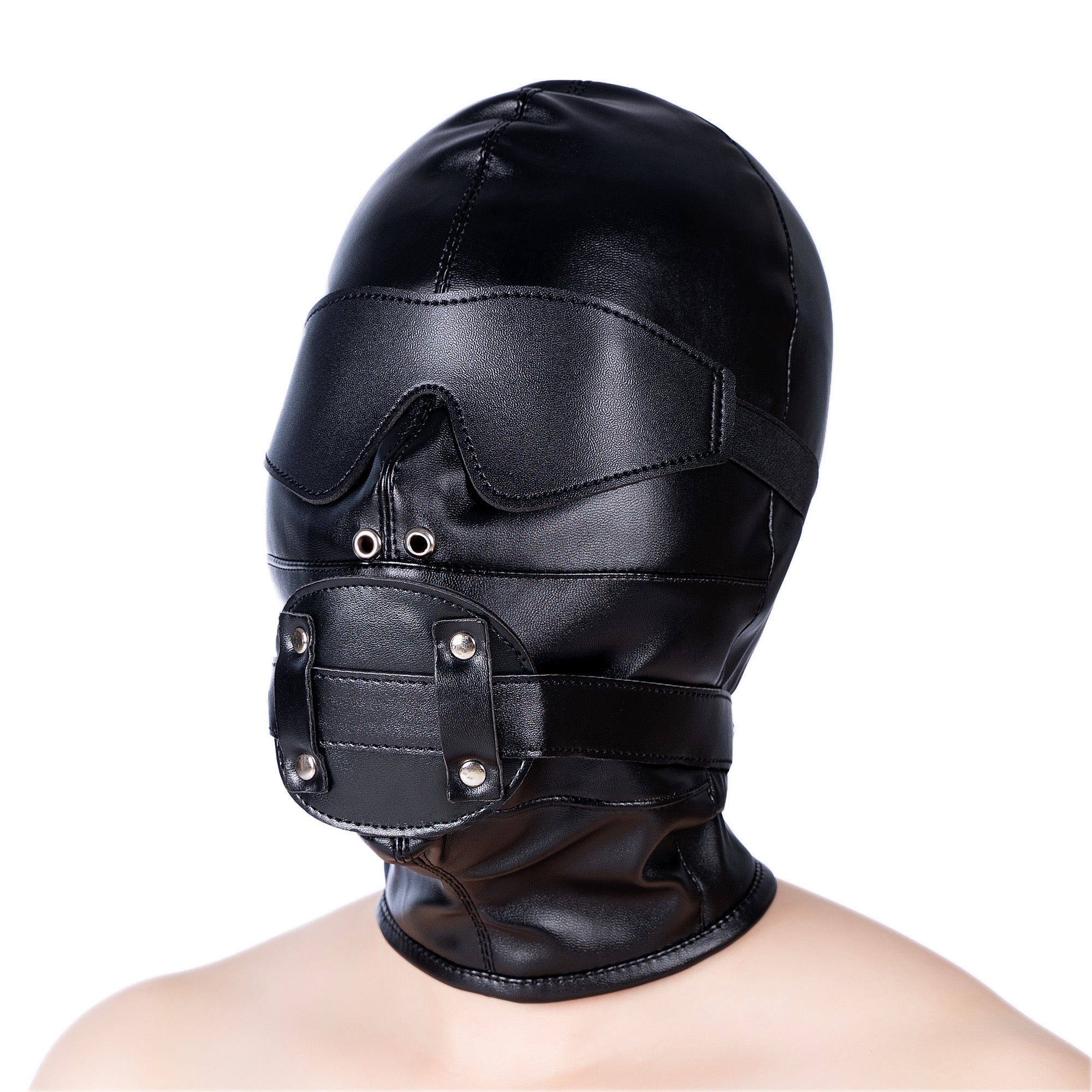 Noir Masque Esclave avec BDSM Bâillon Dildo