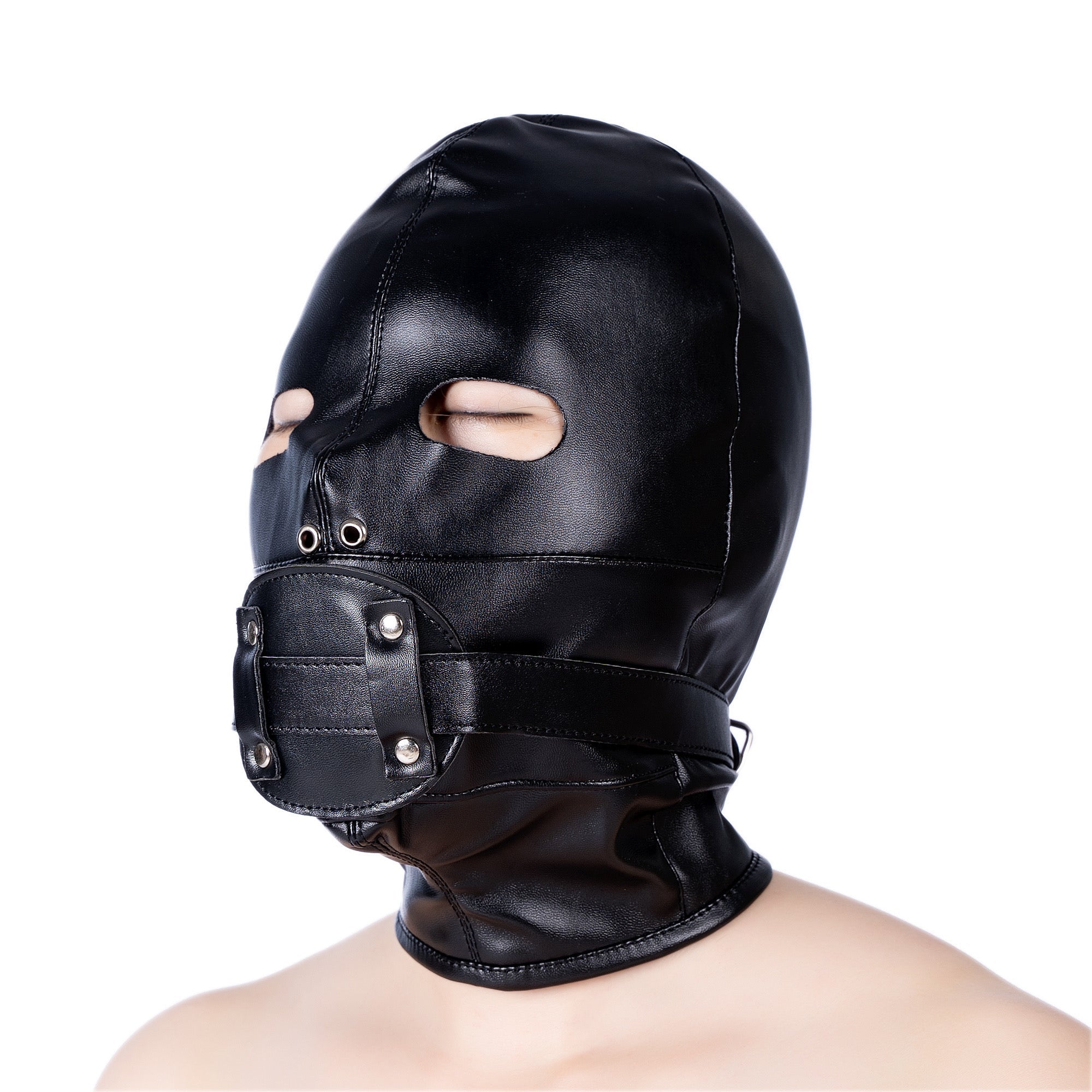 Noir Masque Esclave avec BDSM Bâillon Dildo