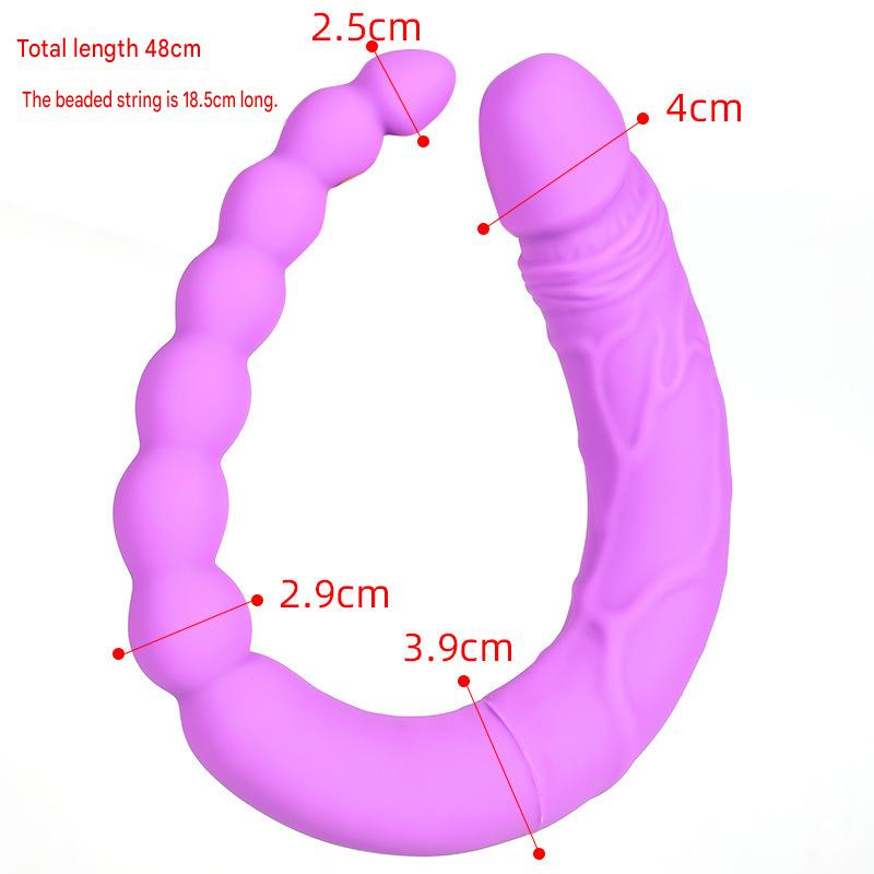 Double Gode Violet Silicone avec Anal Boules