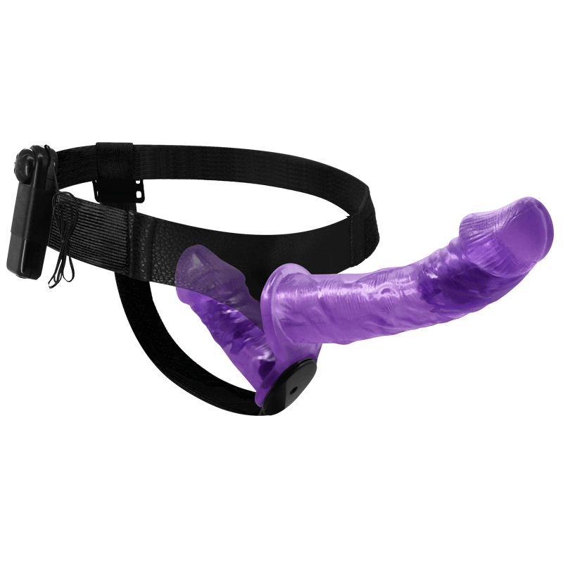 Violet Réglable Double Vibrant Gode Ceinture