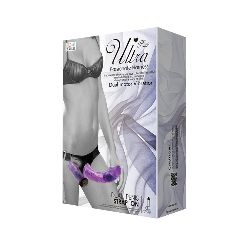 Violet Réglable Double Vibrant Gode Ceinture