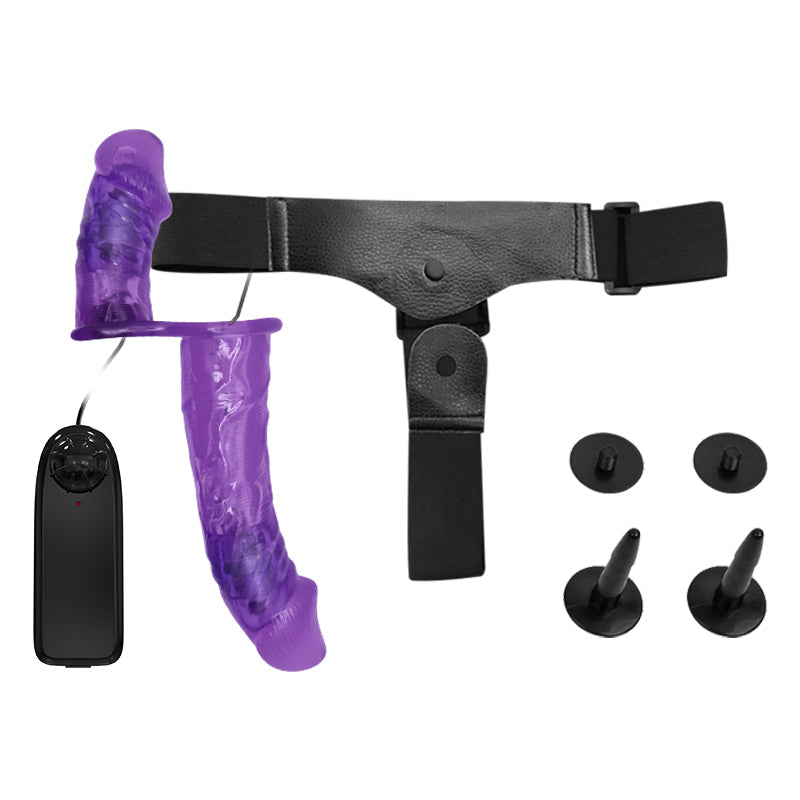 Violet Réglable Double Vibrant Gode Ceinture