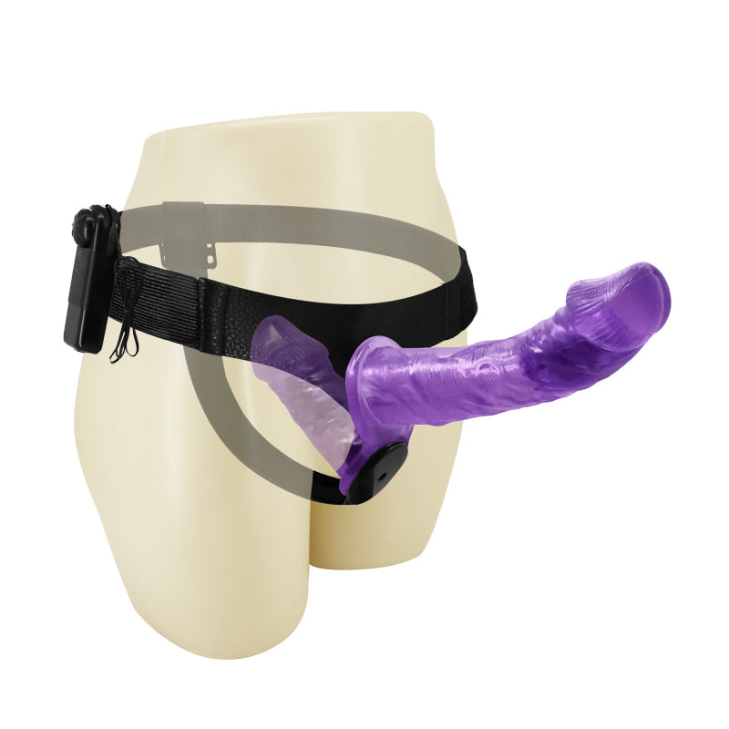 Violet Réglable Double Vibrant Gode Ceinture