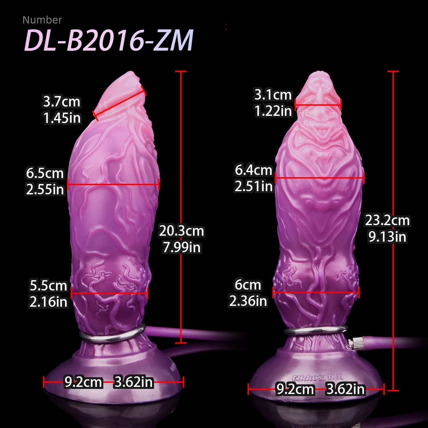 18.4 CM Violet Chien Nœud Plug Anal Gonflable