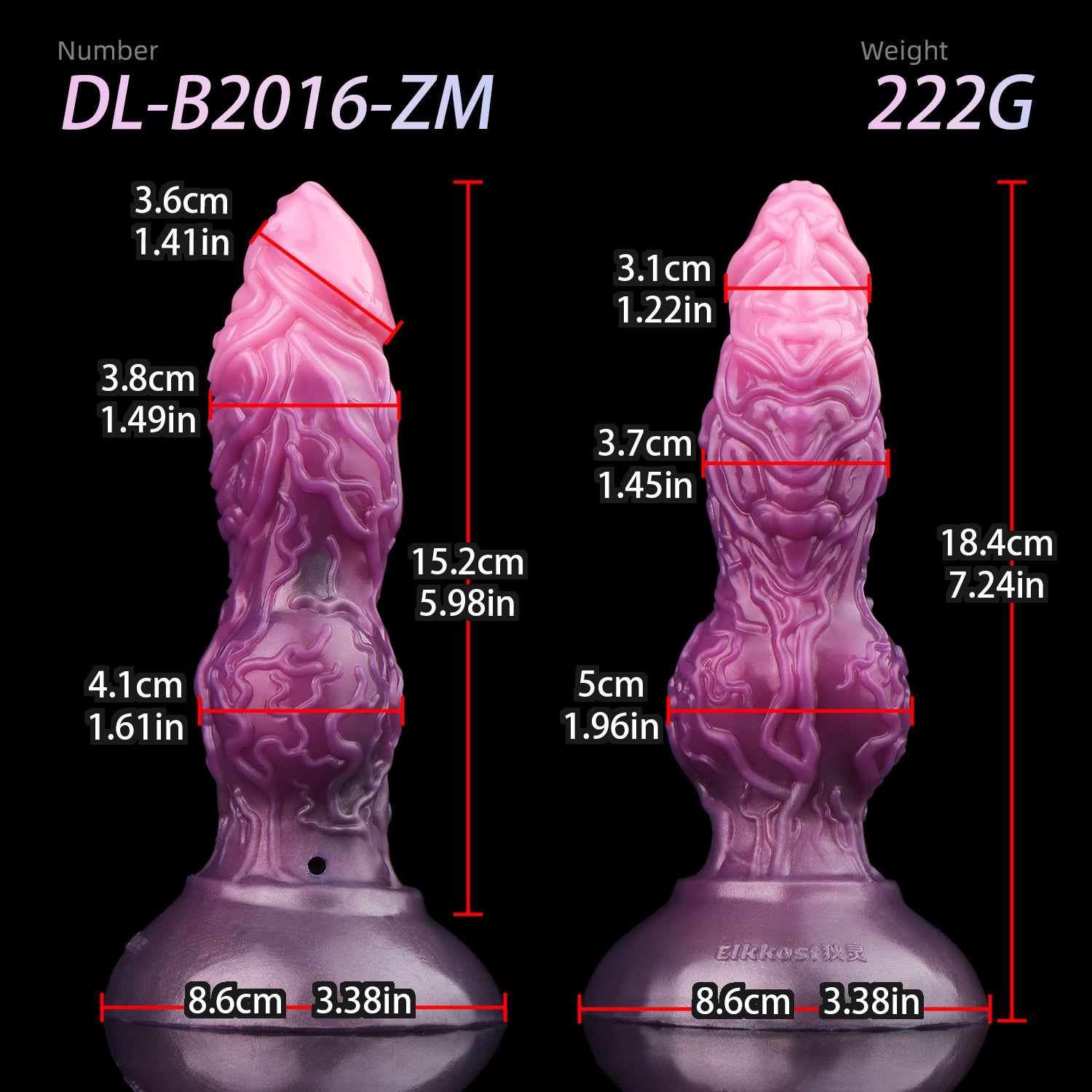 18.4 CM Violet Chien Nœud Plug Anal Gonflable