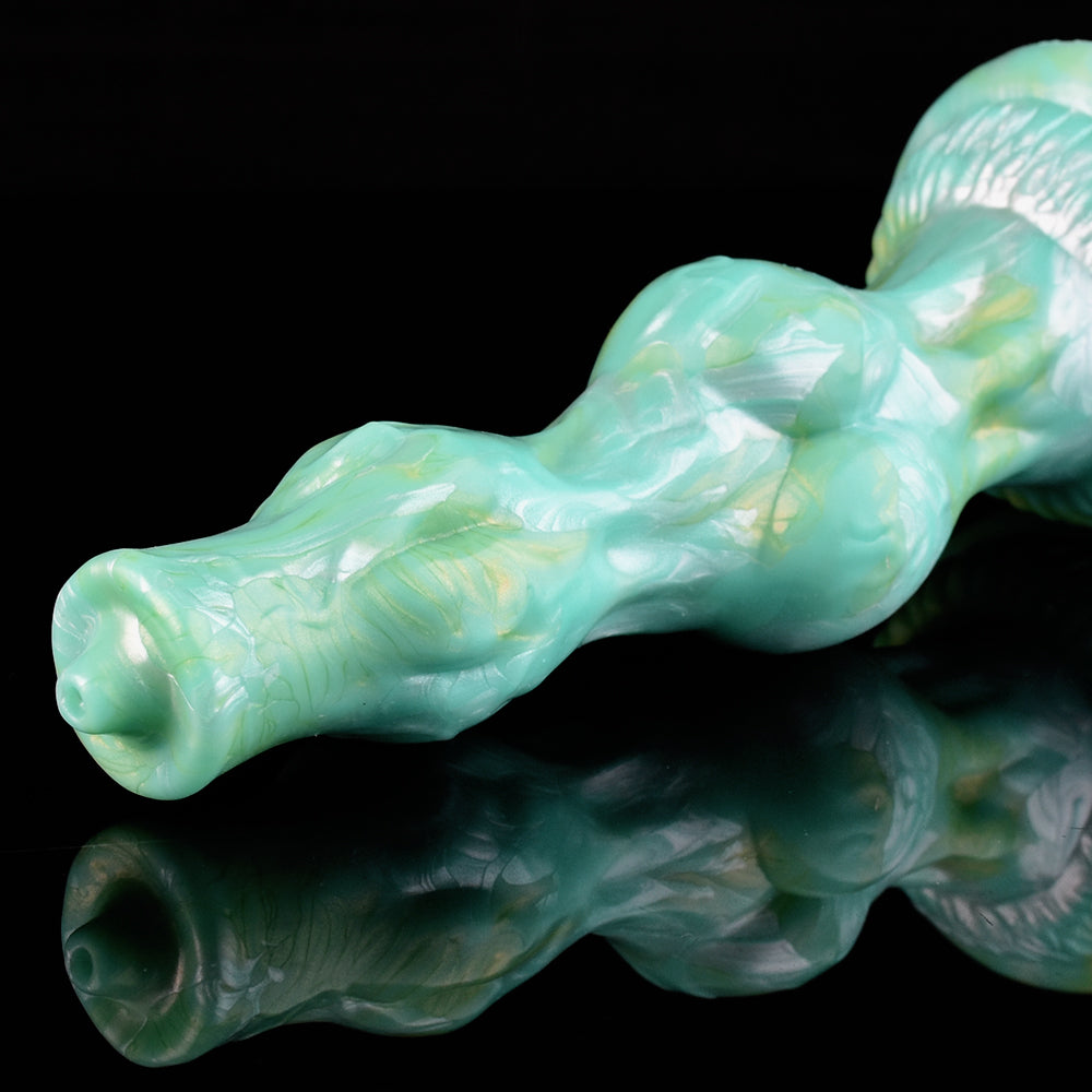 Gode Chien Fantasy Vert à Double Nœud en Silicone 20,5 cm