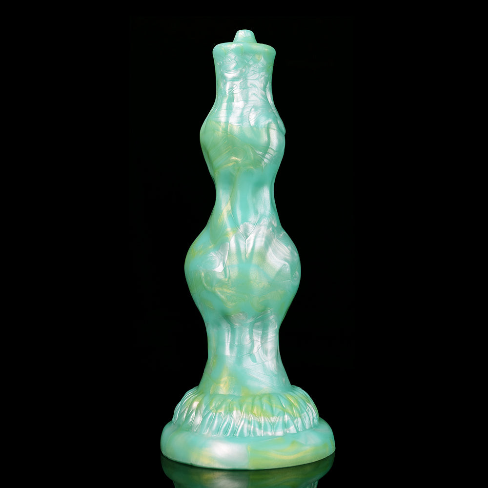 Gode Chien Fantasy Vert à Double Nœud en Silicone 20,5 cm