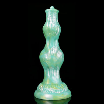 Gode Chien Fantasy Vert à Double Nœud en Silicone 20,5 cm