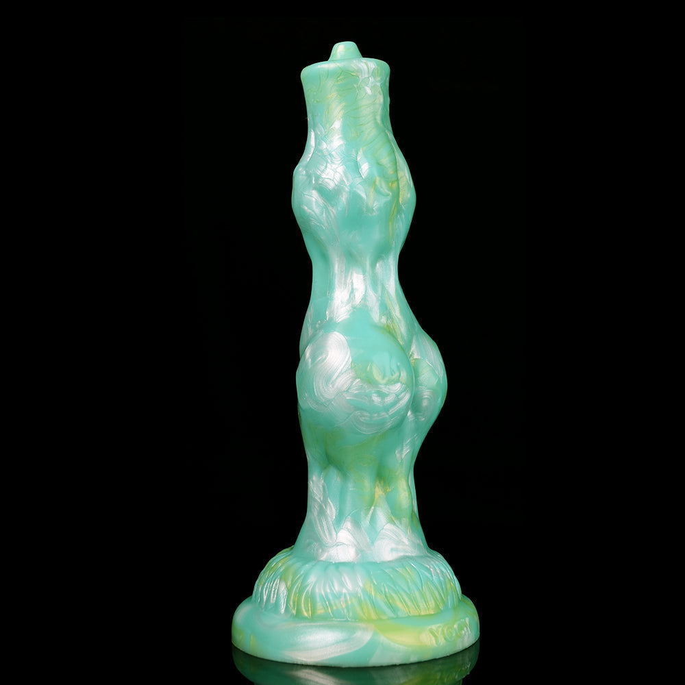 Gode Chien Fantasy Vert à Double Nœud en Silicone 20,5 cm