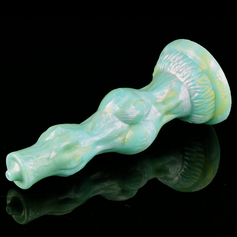 Gode Chien Fantasy Vert à Double Nœud en Silicone 20,5 cm