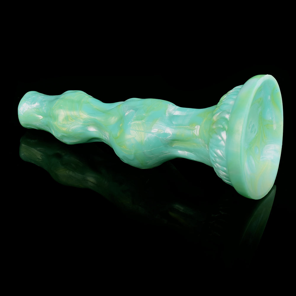 Gode Chien Fantasy Vert à Double Nœud en Silicone 20,5 cm