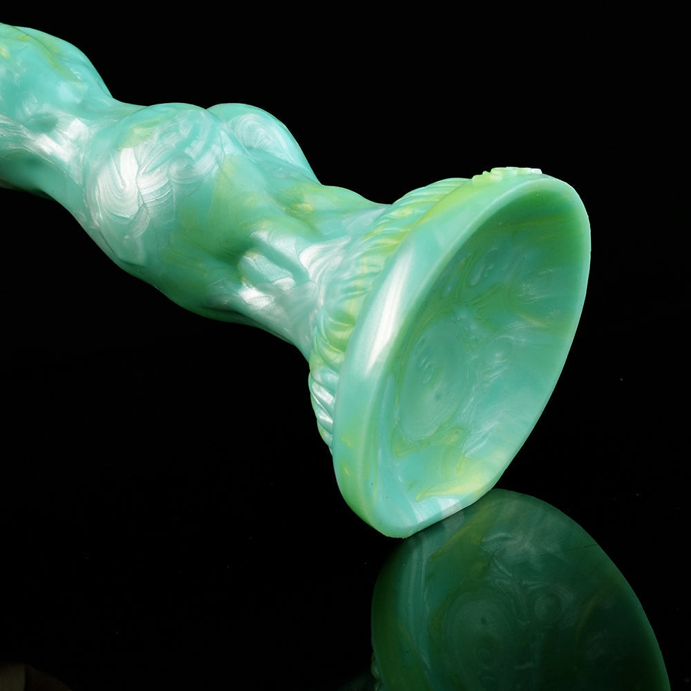 Gode Chien Fantasy Vert à Double Nœud en Silicone 20,5 cm