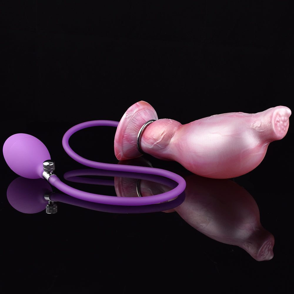 Gode Gonflable Bouledogue Chien Rose Nœud – 16 cm
