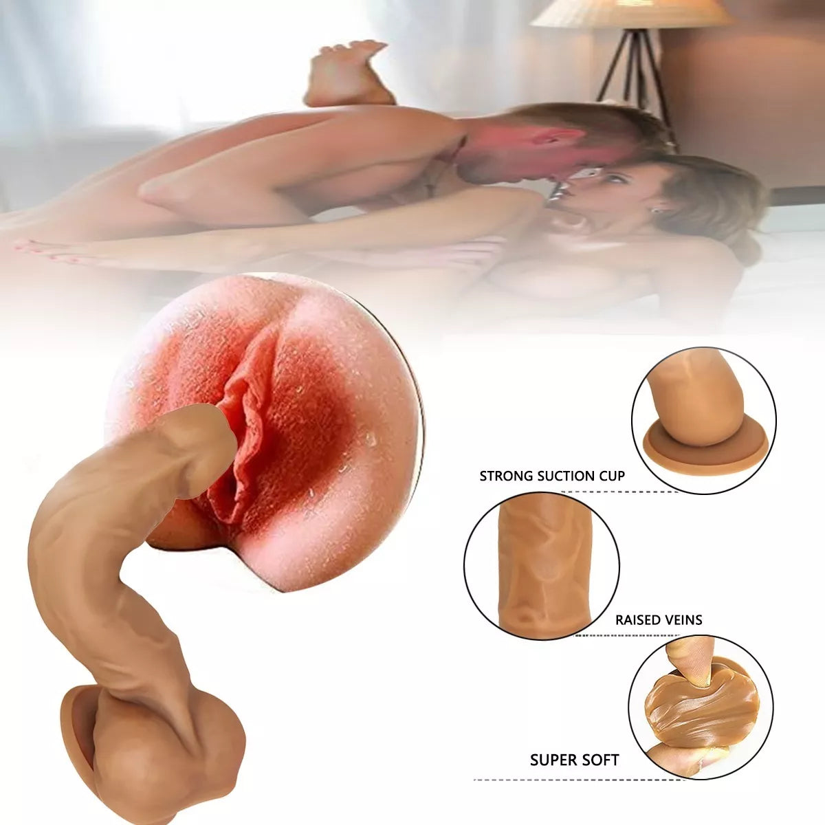 Gode Hyper Realiste Double Densité en Silicone 16 cm avec Ventouse