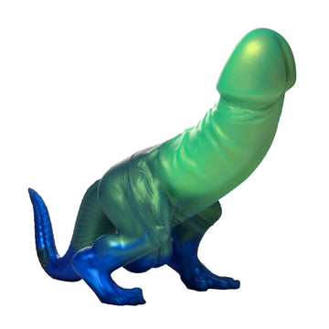 Gode Dinosaure Fantasy Vert Courbé XXL 25,4 cm