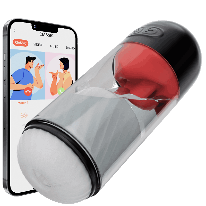Masturbateur Homme Transparent Connecté avec Langue Lécheuse