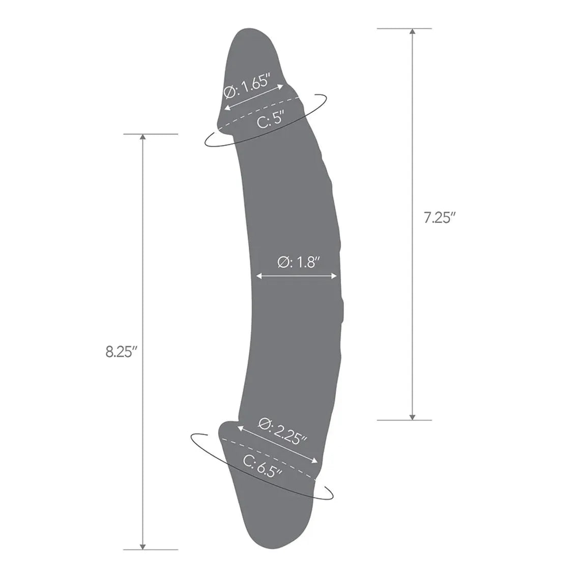 Double Gode en Verre Transparent Courbé 26.67 cm