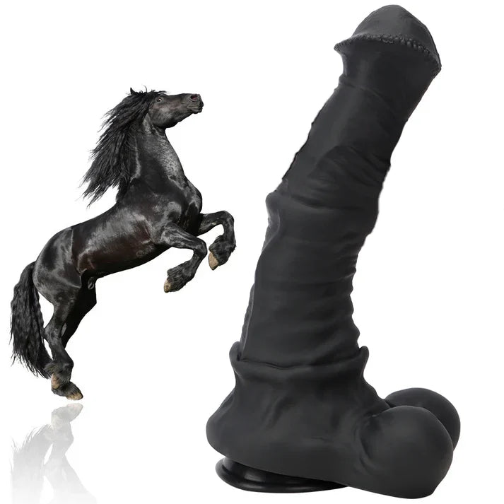 Gode XXL Cheval Noir Fantasy à Base évasée
