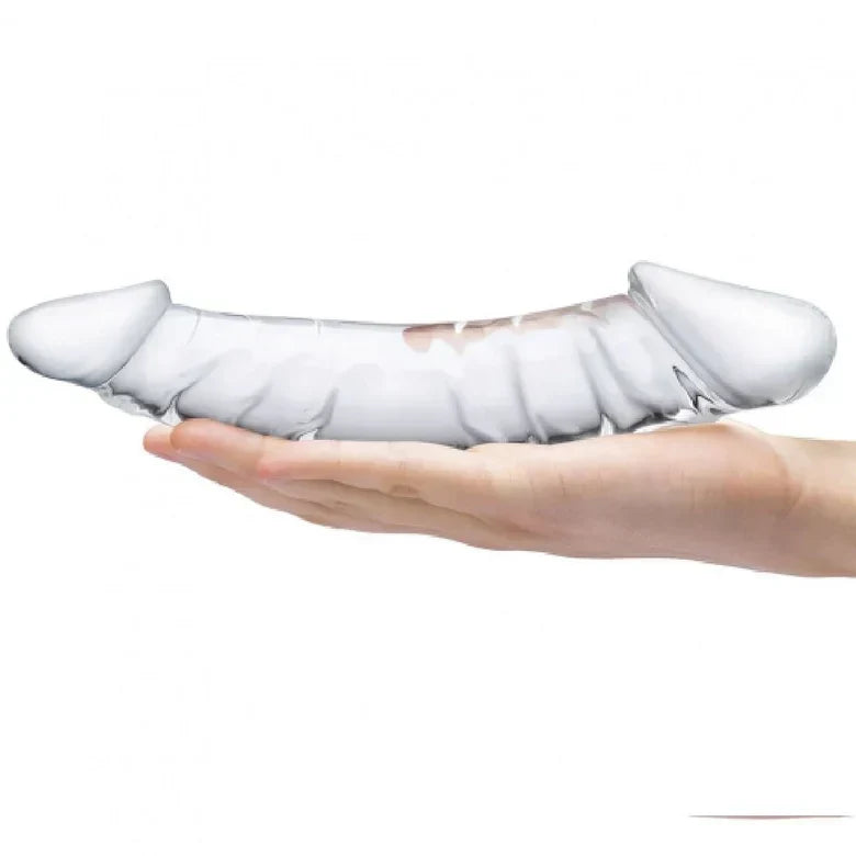 Double Gode en Verre Transparent Courbé 26.67 cm
